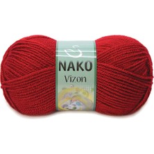 MiraLive 5 Adet Vizon Premium Akrilik El Örgü Ipi Yünü Renk NO:1175 Koyu Kırmızı