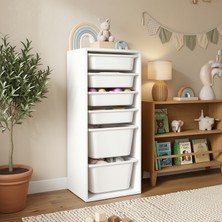 Seven Madame Kids Club Sora 6 Sepetli Mıx Oyuncak Dolabı |  46X30X110 cm | Çocuk Odası Düzenleyici | Çok Amaçlı Dolap