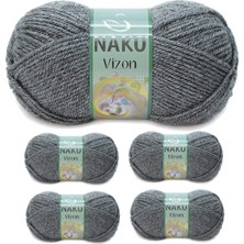 MiraLive 5 Adet Vizon Premium Akrilik El Örgü Ipi Yünü Renk NO:193 Loş Gri