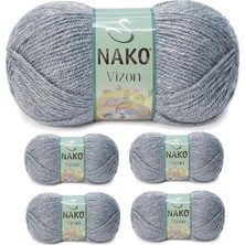 MiraLive 5 Adet Vizon Premium Akrilik El Örgü Ipi Yünü Renk NO:194 Sis Gri