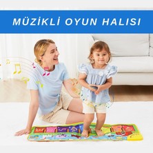 Generic Müzikli Piyano Oyun Halısı Işıklı Dokunmatik 8 Hayvan Sesli Bebek Oyuncağı 12 Ay+