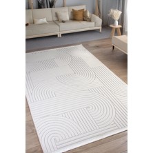 Estiva Home Beyaz Krem Hasır Desen Sisal Dokuma Halı – Kaymaz Taban, Saçaklı – Salon, Mutfak ve Çocuk Odası Yolluk Halısı