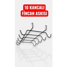 Generic 10 Kancalı Portatif Fincan ve Kupa Askısı - Raf Altı Geçmeli Düzenleyici Askılık Siyah