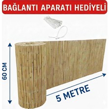 My Family Hasır Bambu Görünümlü Balkon Çiti 60 cm x 5 Metre - Bahçe Çit Örtüsü + Bağlantı Klipsi Hediyeli
