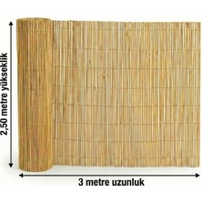 My Family Doğal Hasır Çit Bambu Kamış Gölgelik - Misina Dokuma Bahçe Çit Paneli 2.50X3 Metre
