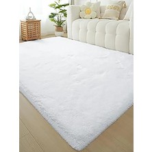 Estiva Home Beyaz Post Peluş Halı – Ultra Yumuşak, Yıkanabilir, Kaymaz Dot Taban, Antibakteriyel – Salon, Koridor ve Çocuk Odası Halısı