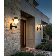 Ucuz Geldi Kupa Serisi 37 cm Bahçe Duvar Apliği - Siyah E27 Duylu Zita Dış Mekan Lambası - IP54 Su Geçirmez, UV Korumalı Modern Tasarım (Ampul Hariç)