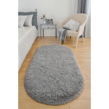 Estiva Home Gri Oval Post Peluş Halı – Ultra Yumuşak, Kaymaz Dot Taban, Antibakteriyel – Makinada Yıkanabilir Yolluk Halısı