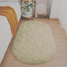 Estiva Home Bej Oval Post Peluş Halı – Ultra Yumuşak, Kaymaz Dot Taban, Antibakteriyel – Makinada Yıkanabilir Yolluk Halısı