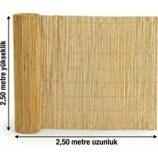 My Family Doğal Hasır Çit Bambu Kamış Gölgelik - 250X250 cm - Misina Dokuma Dayanıklı Bahçe Çiti