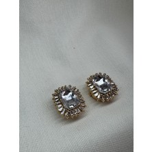 Baget Taşlı Dikdörtgen Cufflink (Düğme Broşu)