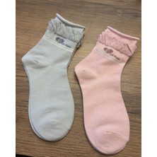 Trendy Chic Pembe Mavi Paça Detaylı Soket Çorap