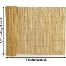 My Family 120X300 cm Hasır Çit Misina Dokuma Bambu Görünümlü Kamış Bahçe Balkon Gölgelik
