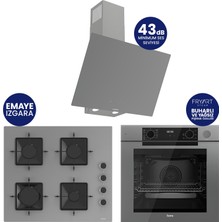 Ferre Steamart-Fryart-Silentart Serisi Gri Set ( QEP64CPR+SS208+D079-SA ) Emaye Izgara