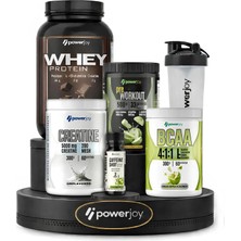 Power Joy 990g Çikolatalı Whey Protein + 500g Yeşil Elmalı Preworkout + 300g Yeşil Elmalı BCAA + 500g Kreatin Monohidrat + 60ml Yeşil Elmalı Caffeine Shot + 700ml Shaker