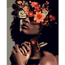 Ben U Sen Sayılarla Boyama Kasnaklı Tablo Seti Fırça Boya Dahil 40X5CM Çiçekli Kadın-3