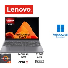 Lenovo ıdeapad Slim 3 Amd Ryzen 7 7735HS 24GB 512GB SSD W11 Pro 15.3"  83K70098TR Duddi