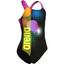 Arena Girls Swimsuit Dots Swim Pro Back Black Multicolor Shocking Pink Kız Çocuk Yüzücü Mayosu 010745559