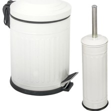 Eforeca Vintage 2'li Banyo Seti Beyaz 5 lt Galvaniz Üzeri Fırın Boyalı Estetik Tasarım