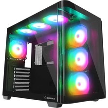Flamex Rampage Loopy Plus 950W 80+ Temperlı Cam 7X12CM Rgb Fan Gamıng Atx Kasa Sıyah
