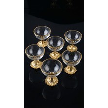 Alfafe Home 6 Lı Gold Ayaklı Cam Lokumluk Şekerlik Çikolatalık Kahve Yanı Sunumluk Dekoratif Kase