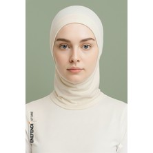 NF ND ENEFENDİ Boyunluklu Spor Bone | Krem Tesettür Hijab • Geçmeli Hazır Bone • Rahat ve Şık Penye Kullanım