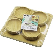 Balkan Grup Ahşap Bambu 5pcs  Çerezlik - Lokumluk Kase Seti 22X22CM (5067)