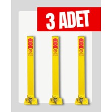 UZM PARK 3 Adet Metal Profil Direk Yatar Kalkar Kilitli Otopark Bariyeri 60CM