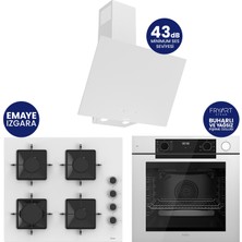 Ferre Steamart-Fryart-Silentart Serisi Beyaz Set ( QEP64CB+SS206+D078-SA ) Emaye Izgara