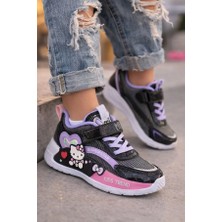 Cozi Company Tam Ortopedik Hafif ve Rahat Hello Kitty Desenli Çocuk Spor Ayakkabı Siyah