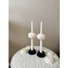 Şakayıklı 4’lü Şamdan Mum Seti – Şamdan Altlıklı El Yapımı Dekoratif Mum