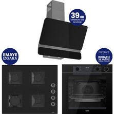 Ferre Steamart-Fryart-Silentart Serisi Siyah Set ( QEP64CS+SS205+D080-SA ) Emaye Izgara