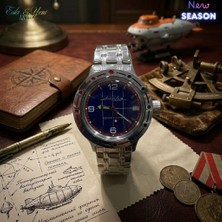 Eski Yeni Antik Vostok Amphibia Otomatik 200M Dalgıç Kol Saati – Lacivert Izgara Kadran – 420 Kasa