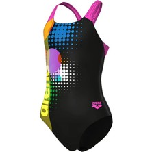 Arena Girls Swimsuit Dots Swim Pro Back Black Multicolor Shocking Pink Kız Çocuk Yüzücü Mayosu 010745559