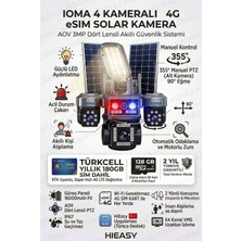 Ioma 4 Kameralı Sim Kartlı Kamera, 2 Solar Panelli, Ptz Aydınlatmalı, 2 Yönlü Konuşma, Çakar