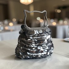 Luna Jewelry Kadın El Yapımı Silver Glam Payetli Abiye Parti Çantası