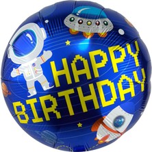 Parti Pera Uzay Galaksi Temalı Happy Birthday Yazılı Folyo Balon 18 Inç 45 cm
