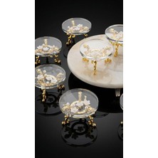 Alfafe Home 6 Lı Gold Ayaklı Pleksi Lokumluk Çikolatalık Kahve Yanı Sunumluk Nişan Söz Yüzük Yükseltici