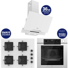 Ferre Steamart-Fryart-Silentart Serisi Beyaz Set ( QEP64CB+SS206+D064-SA ) Emaye Izgara