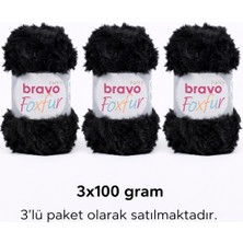 Bravo Foxfur Kürk Iplik 39 Siyah Örgü Ipi 100GR Tüylü Iplik