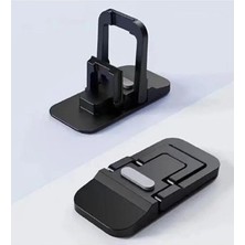 Nirnisa Siyah Mini Laptop Standı 2 Kademe Yükseklik Ayarlı Tablet Macbook Telefon Tutucu Yükseltici Ayak