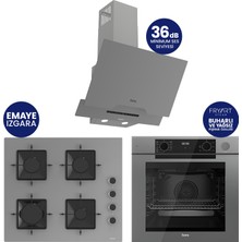Ferre Steamart-Fryart-Silentart Serisi Gri Set ( QEP64CPR+SS208+D065-SA ) Emaye Izgara