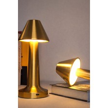 Exenar Minimalist Metal Şarjlı Masa Lambası - Dokunmatik 3 Renk Ayarlı Dekoratif Gece Lambası