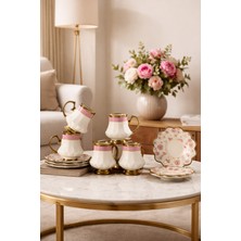 Perotti 16994 Fine Altın Yaldızlı Porselen 6 Kişilik Fincan Seti 12 Parça Türk Kahvesi Fincanı TAKIMI-75ML