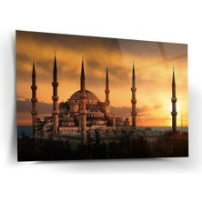 Shiny Art Gün Batımında Sultanahmet Camii Cam Tablo - ISL249