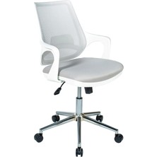Ofisbazaar Buya Beyaz Fileli Çalışma Koltuğu | Ergonomik Şef ve Toplantı Koltuğu Gri