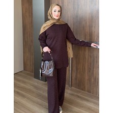 My Lunessa Taşlı Kahverengi Tesettür Modal Ikili Takım