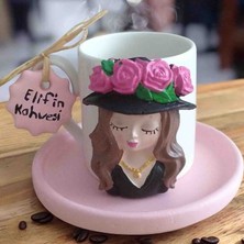 Yıldız İskandinav Isme Özel 3D Çiçekli Kadın Figürlü Porselen Kahve Fincanı – Kişiye Özel Hediye – Anneler Günü, Sevgililer Günü, Doğum Günü Hediyesi