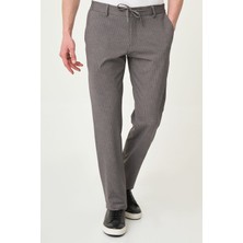 MCR Çizgili Super Slim Fit Beli Lastikli Ipli Erkek Pantolon