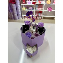 Ayı Evreni Romantik Hediye Kutusu Mor | Lila Kutu | Kar Küresi, Çelik Takı Seti, Peluş Ayıcık | Sevgiliye, Anneye, Doğum Günü, 14 Şubat, Yıldönümü